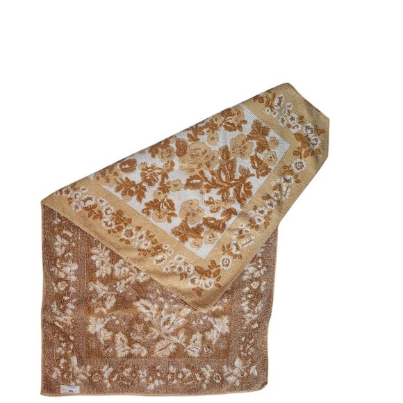 Vintage Cannon Mills Beige white Brown Floral Jacquard Bath and Face Towels With - Picture 11 of 11